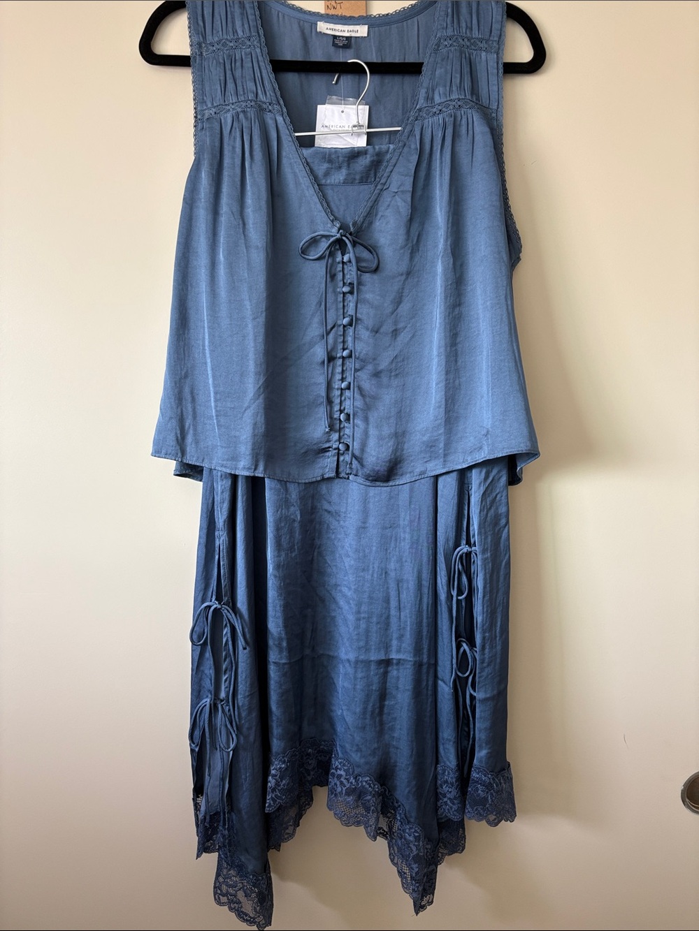 American Eagle Outfitters Dusty Blue Asymmetrical Skirt